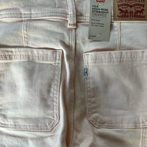 Levi’s Denim 724 High Rise Slim Straight Cropped Jeans Natural Light Peach 27 - Picture 7 of 7